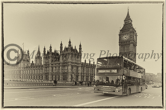 The old and new. in sepia