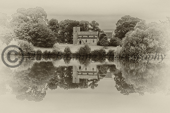 Merton Church in sepia