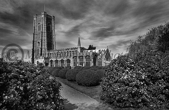 Lavenham Church in black and white