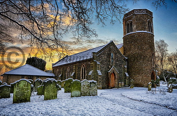 St Marys Watton in the snow