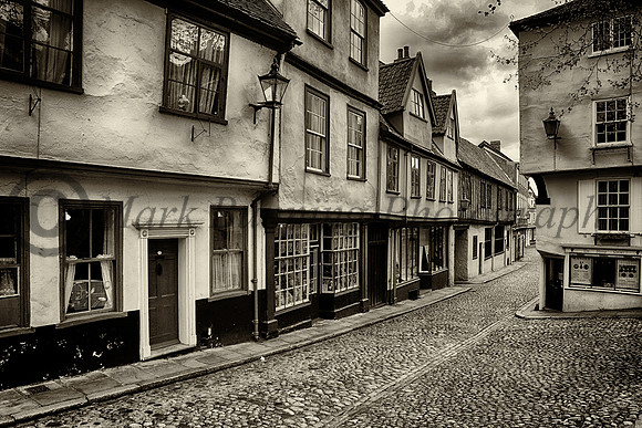 Elm hill Norwich in sepia