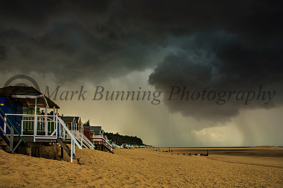 Storm over Wells beach huts